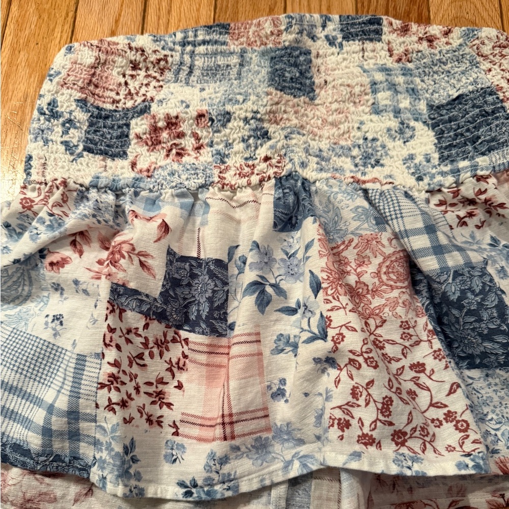 Ae Patchwork Strapless Crop Top Size M Cottage Co… - image 2